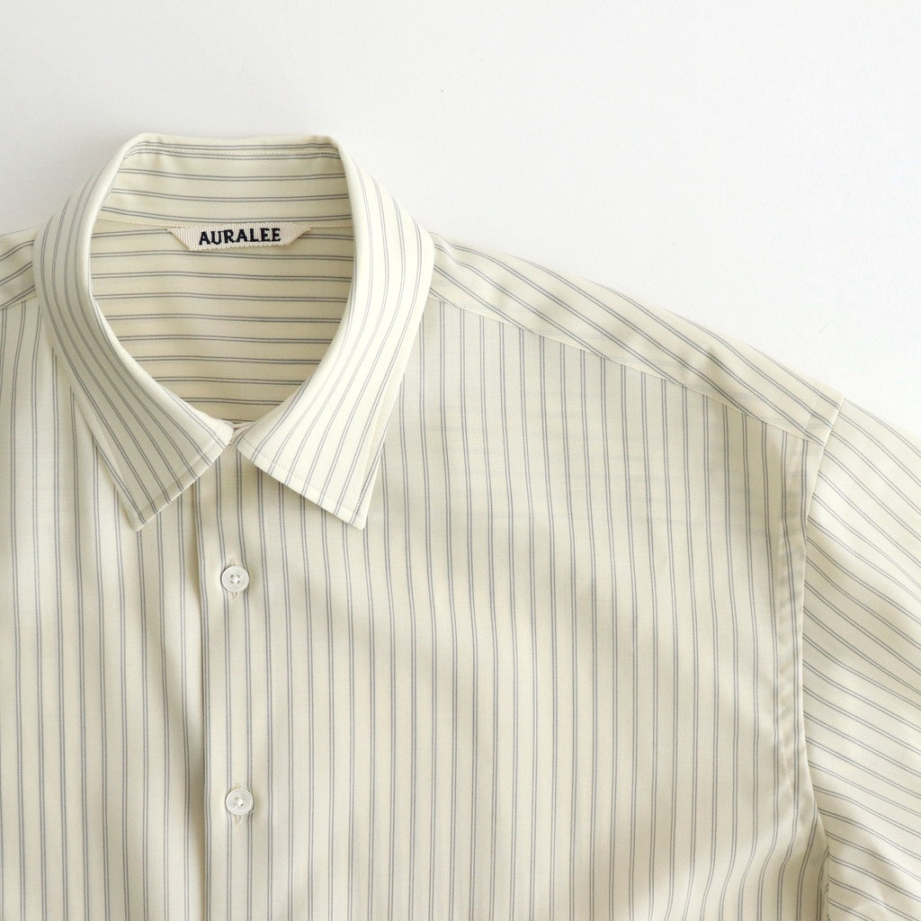 SUPER FINE WOOL STRIPE SHIRT #IVORY STRIPE [A25SS02WW]