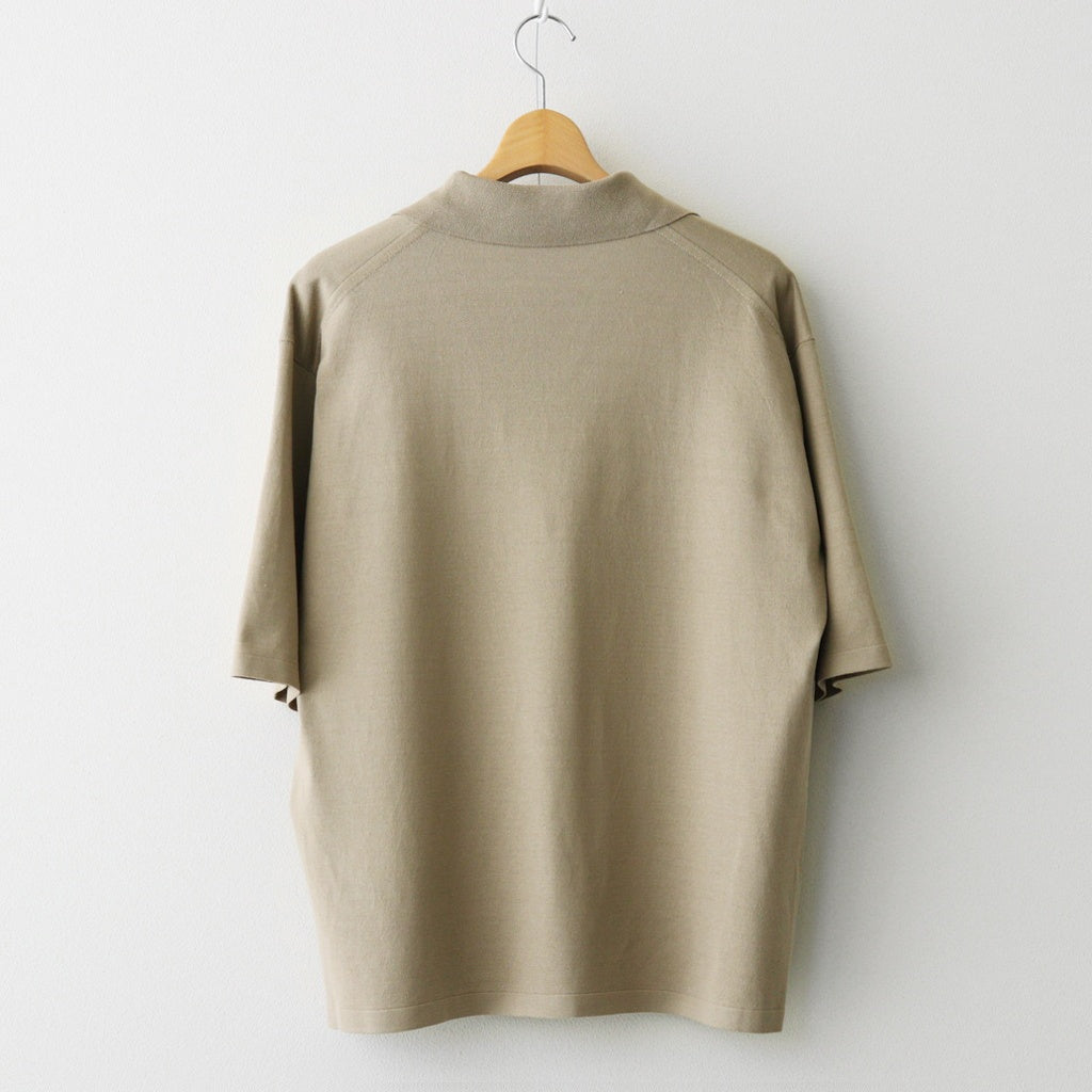 HIGH GAUGE TUSSAH SILK KNIT SKIPPER POLO #KHAKI BEIGE [A26SP02SJ