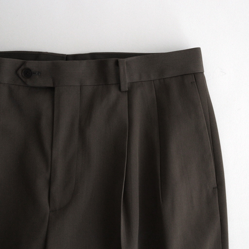 LIGHT WOOL MAX GABARDINE TWO-TUCK SLACKS #TOP BROWN [A24AP03MG]