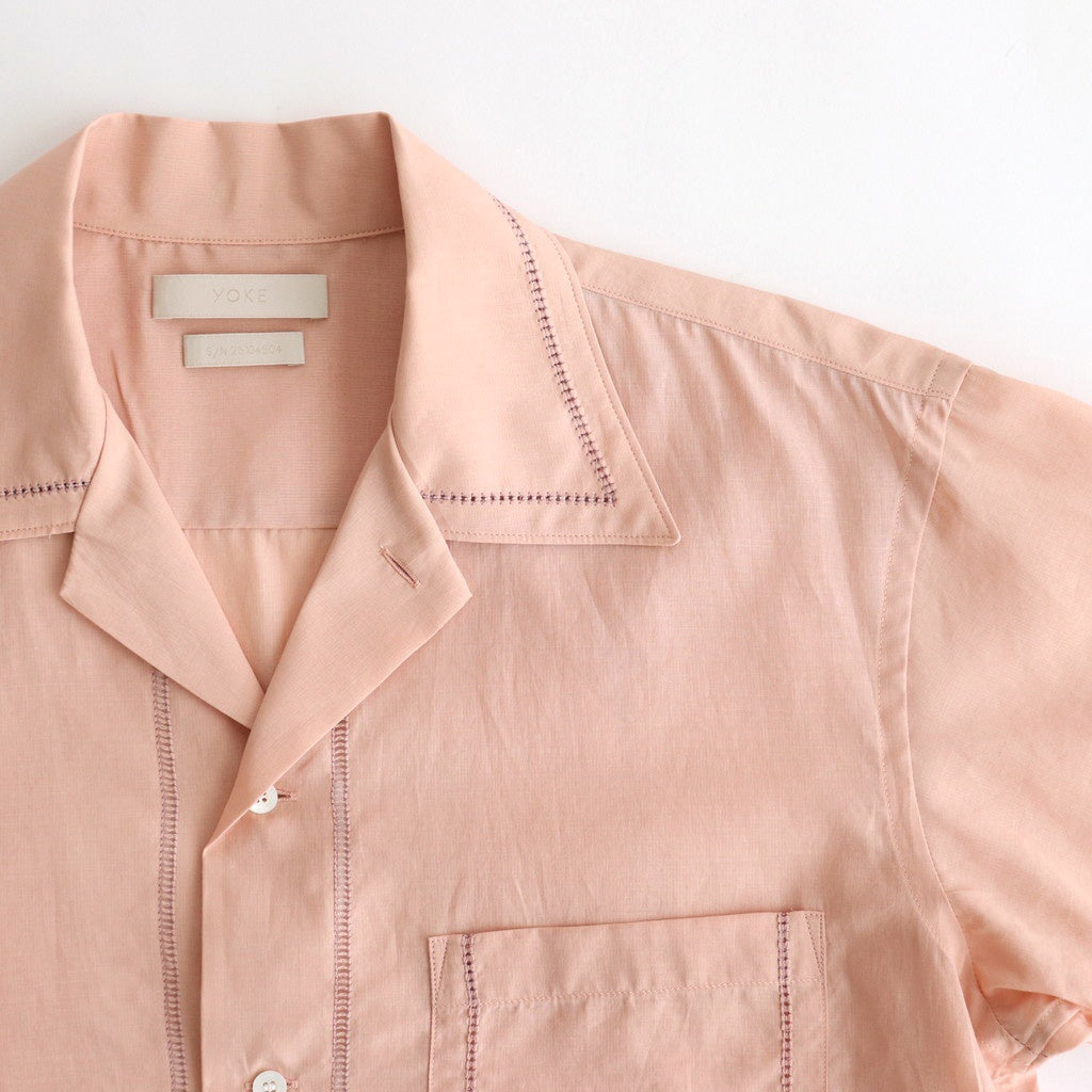 EMBROIDAREY OPEN COLLAR SHIRT #PINK [YK25SS0938SH]