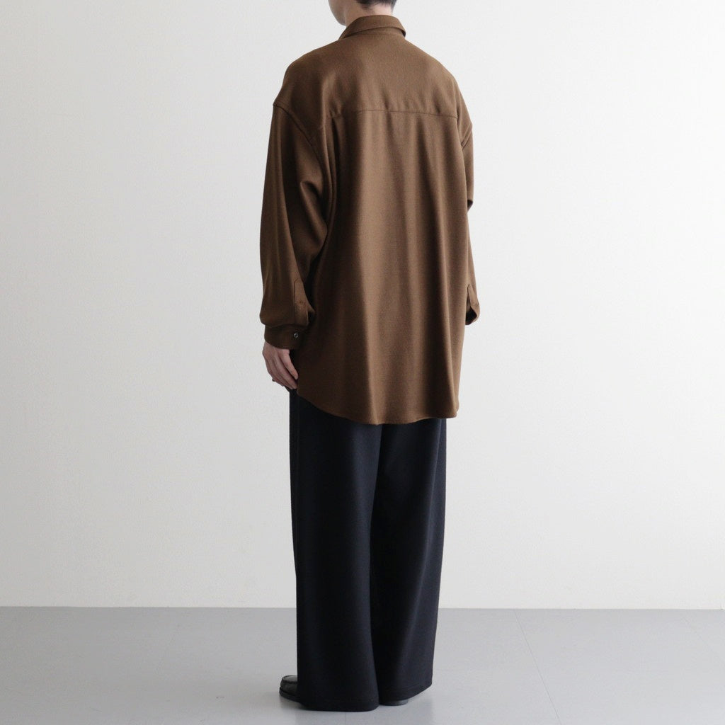 Wool Smooth Flannel Oversized Regular Collar Shirt #BROWN [GU253-50221B]