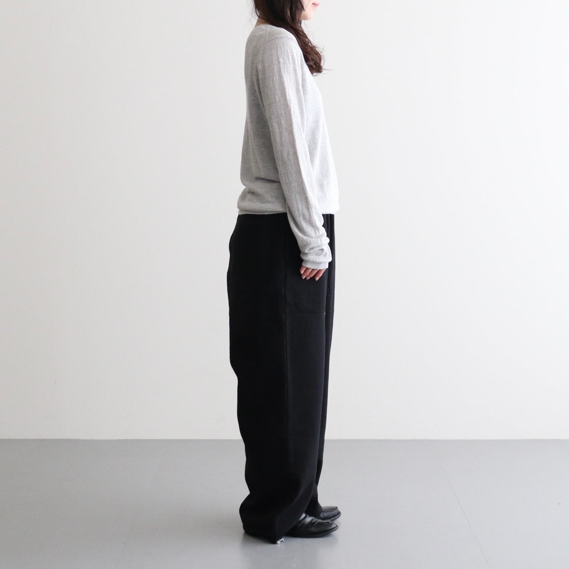 LINEN 14G Pull Over #LIGHT GREY [I26SS-K3]
