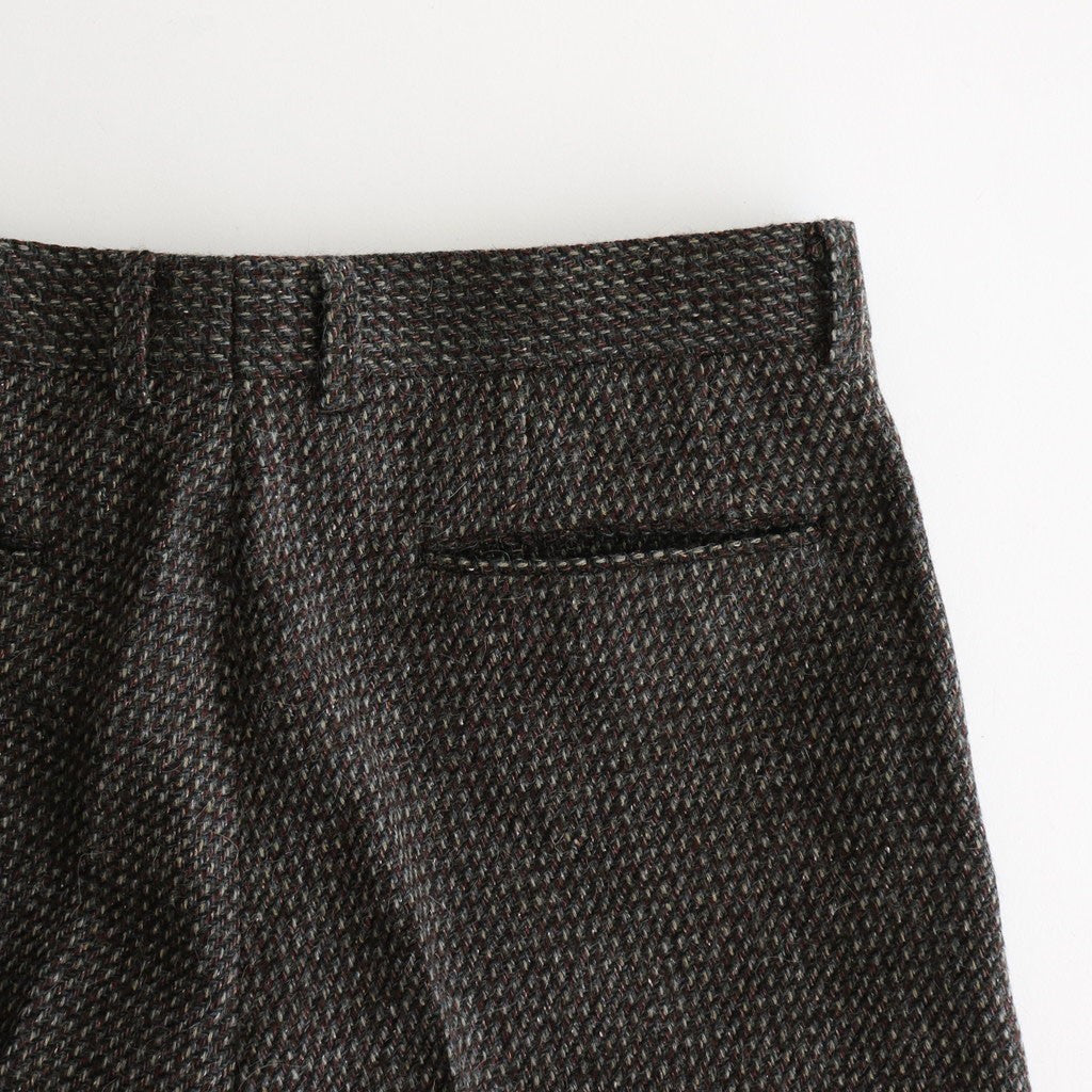 ALPACA WOOL SILK TWEED SLACKS #GRAY BROWN HAIRLINE [A25AP04LS]