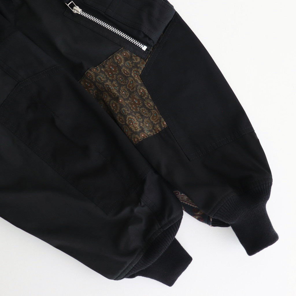 綿ナイロンバックサテン×多素材MIX ブルゾン #BLACK×MIX [HO-J023-051]