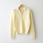 BABY SURI ALPACA SHEER KNIT SKIPPER POLO #ECRU [A26AP04AK]