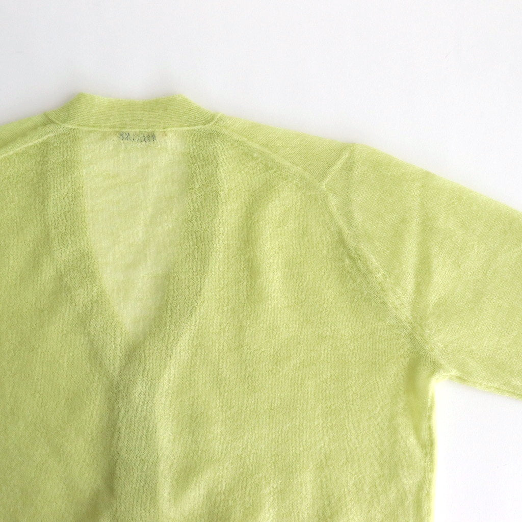 KID MOHAIR SHEER KNIT CARDIGAN #LIME YELLOW [A25SC04FG] - ciacura