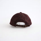 ウールヘリンボーン生地縮絨×レザー キャップ #BURGUNDY [HR-K601-051]