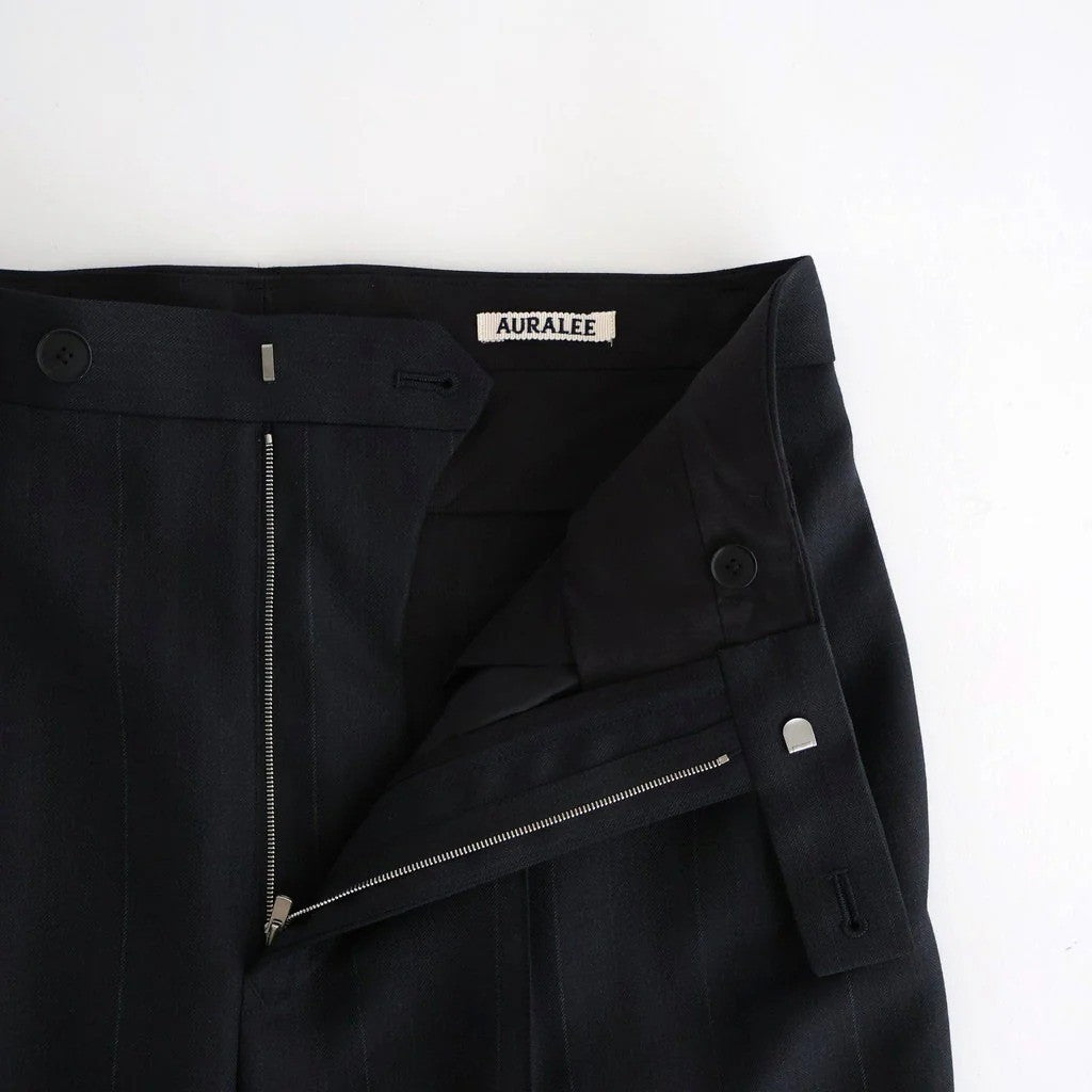 BLUEFACED WOOL TWO-TUCK SLACKS #CHARCOAL NAVY STRIPE [A26SP04BA]