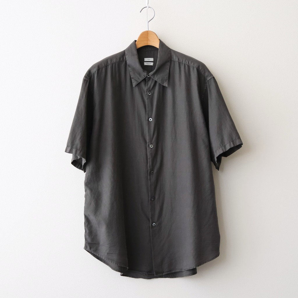 COTTON SILK GARMENT-DYED LOOSED SHIRT #CARBON [YK26SS01289SH]