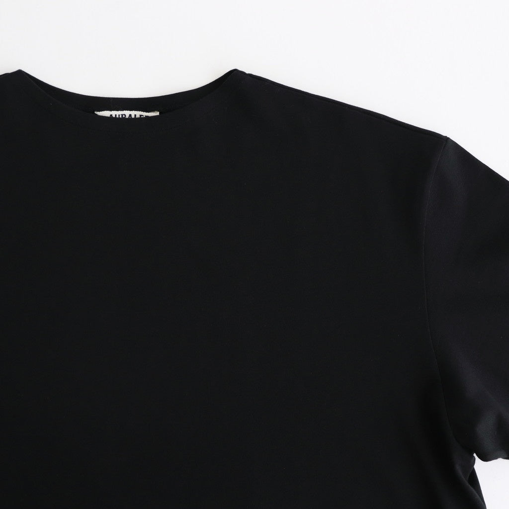LUSTER PLAITING BOAT NECK TEE #BLACK [A00P04GT]