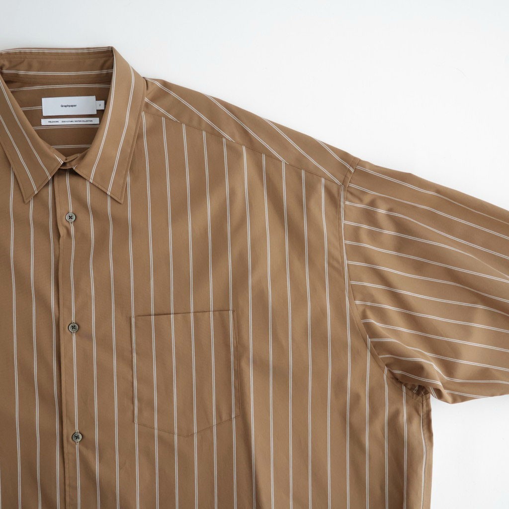 SIDOGRAS Brown Stripe L/S Oversized Regular Collar Shirt #BROWN [GM263-50345]