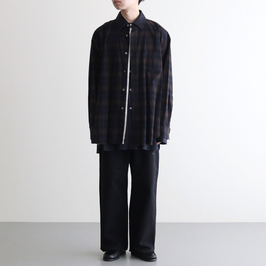 OVERSIZED LAYERED FLANNEL SHIRT #DARK NAVY CHECK [ST.463
