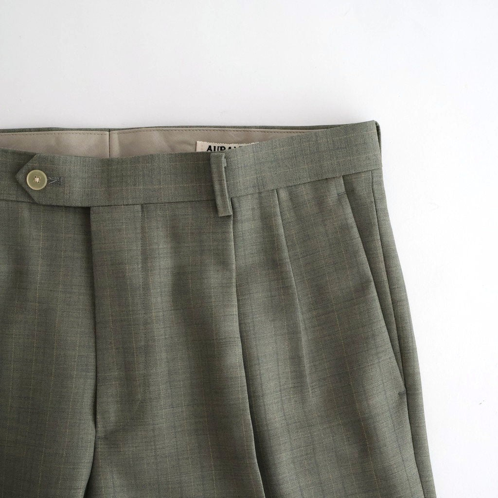 BLUEFACED WOOL TWO-TUCK SLACKS #KHAKI GRAY STRIPE [A26SP02BA]
