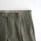BLUEFACED WOOL TWO-TUCK SLACKS #KHAKI GRAY STRIPE [A26SP02BA]