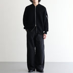 BATONER ウール梳毛片畔 ジップカーディガン #BLACK [HR-N003-051]