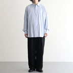 COTTON SILK OVERSIZED LS SHIRT #SAX [ST.1666]