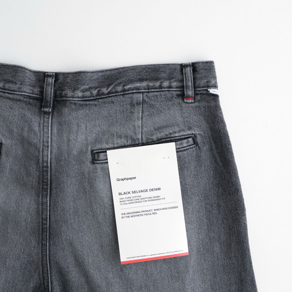 Selvage Denim Two Tuck Pants #BLACK LIGHT FADE [GU263-40061LB]