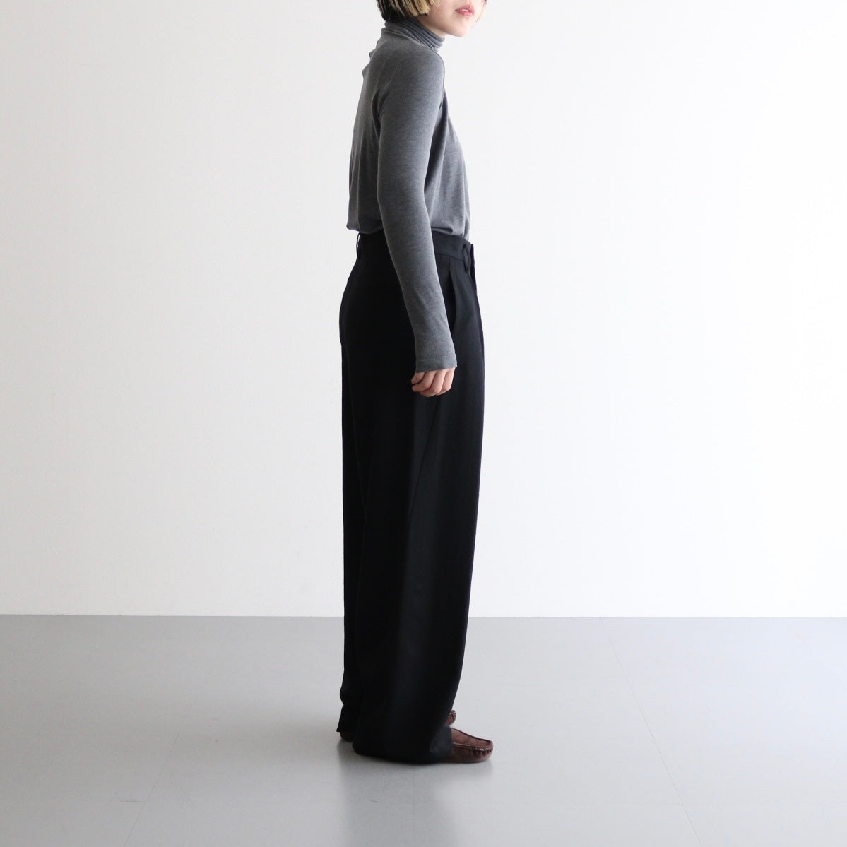 NTSNT - シルキーテンセル・ベアフライス タートルネックカットソー #90 Grey mix [SN_NC0202TN]