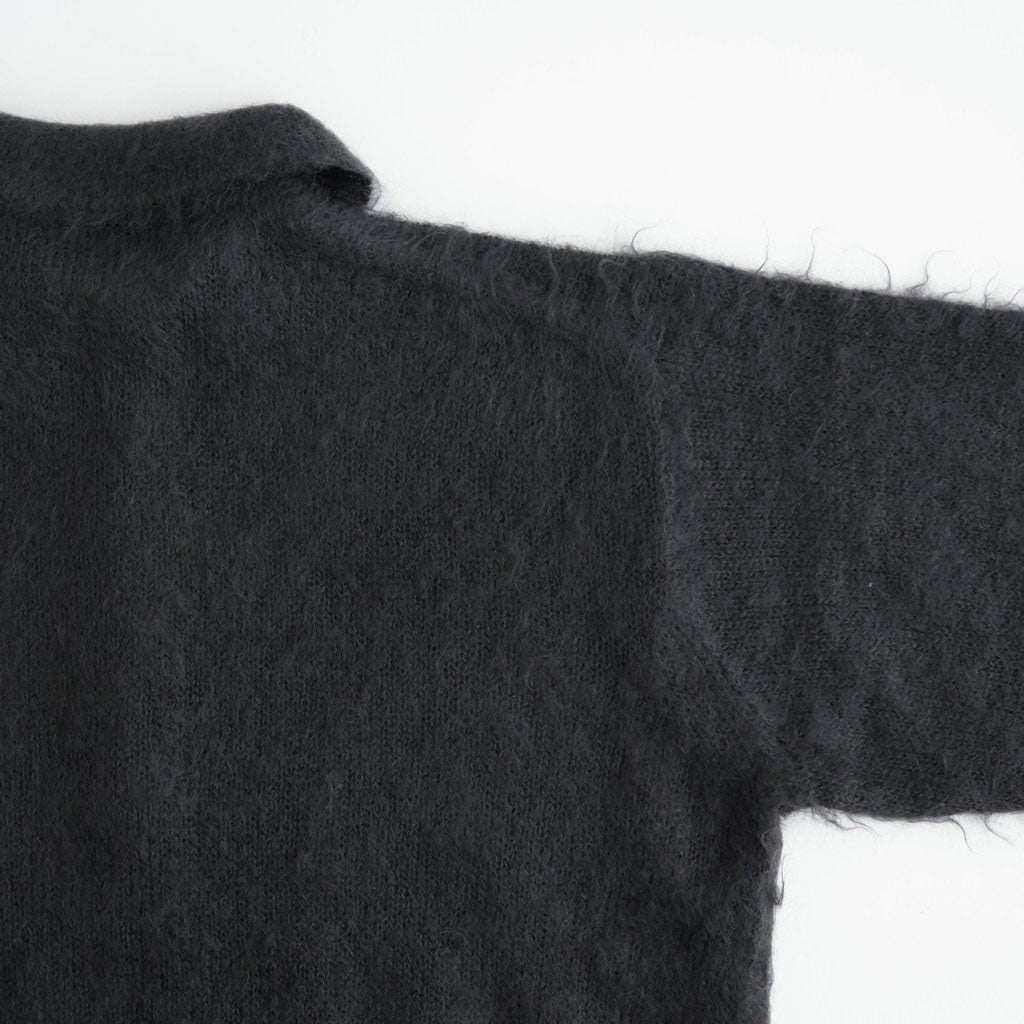 BRUSHED SUPER KID MOHAIR KNIT POLO #INK BLACK [A26AP01KM]