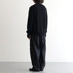 BATONER ウール梳毛片畔 ブリーチ加工 セーター #BLACK [HR-N001-051]