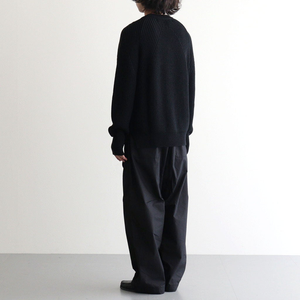 BATONER ウール梳毛片畔 ブリーチ加工 セーター #BLACK [HR-N001-051]