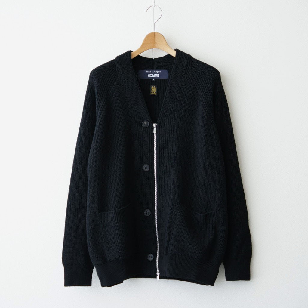 BATONER ウール梳毛片畔 Vネックカーディガン #NAVY [HR-N002-051]