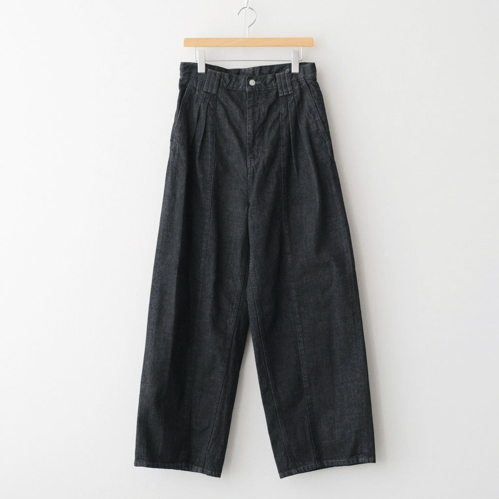 Denim 3pleated Wide-leg Trousers #BLACK [YK25FW01066P]