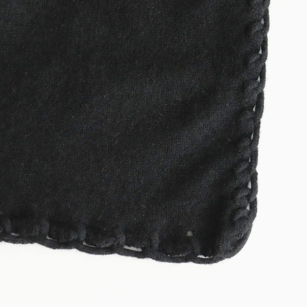 NTSAKN - ホワイトカシミヤ・横編ニット ストール #95 Black [SN_NC2404SL]