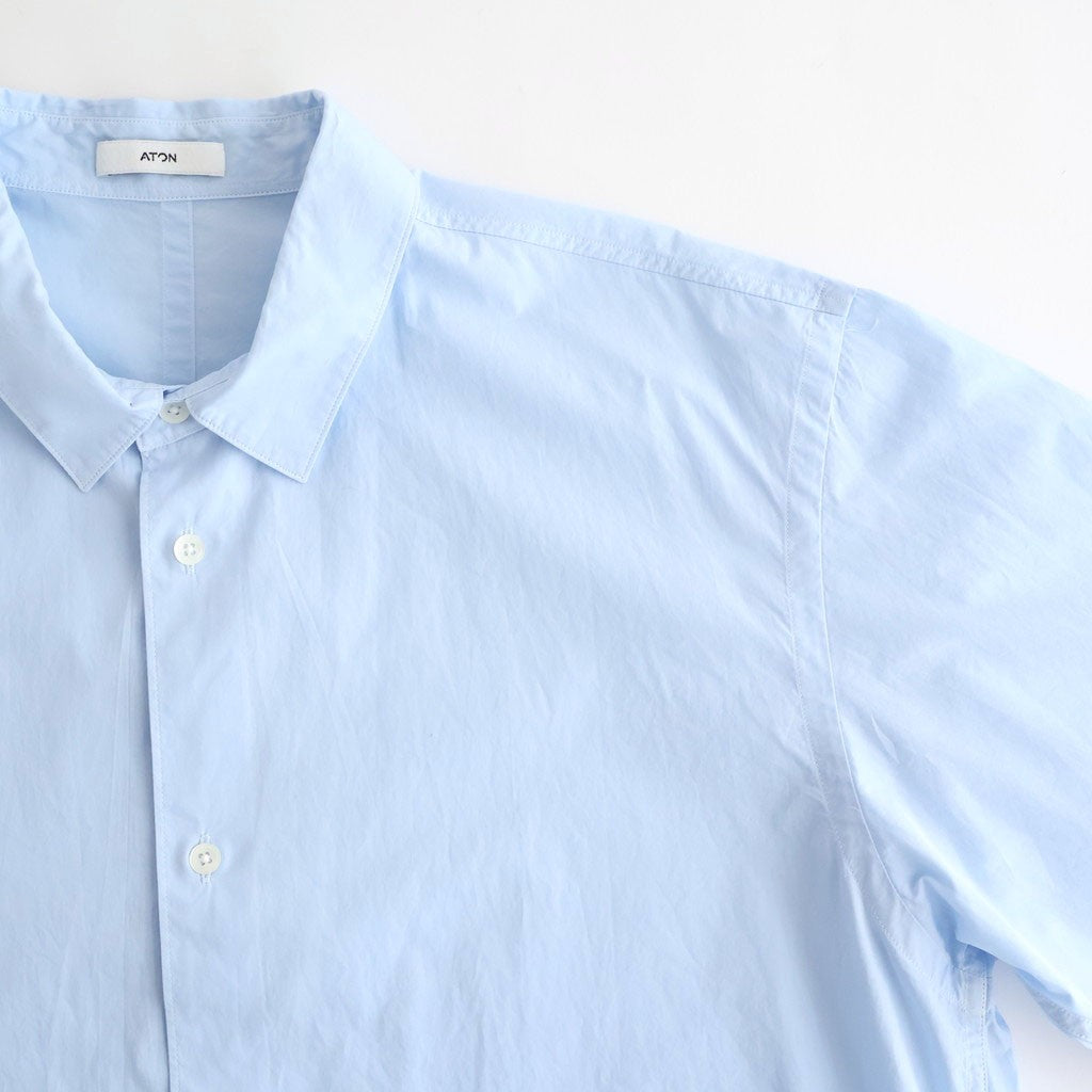 SHRINK COTTON LAWN OVERSIZED HALF SLEEVE SHIRT #SAX [BLAGLM0402]