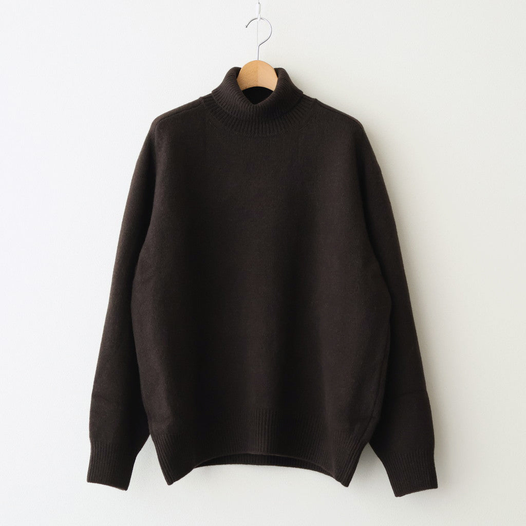 EXTRA FINE WOOL WARM KNIT TURTLE NECK LS #DARK BROWN [ST.1290]