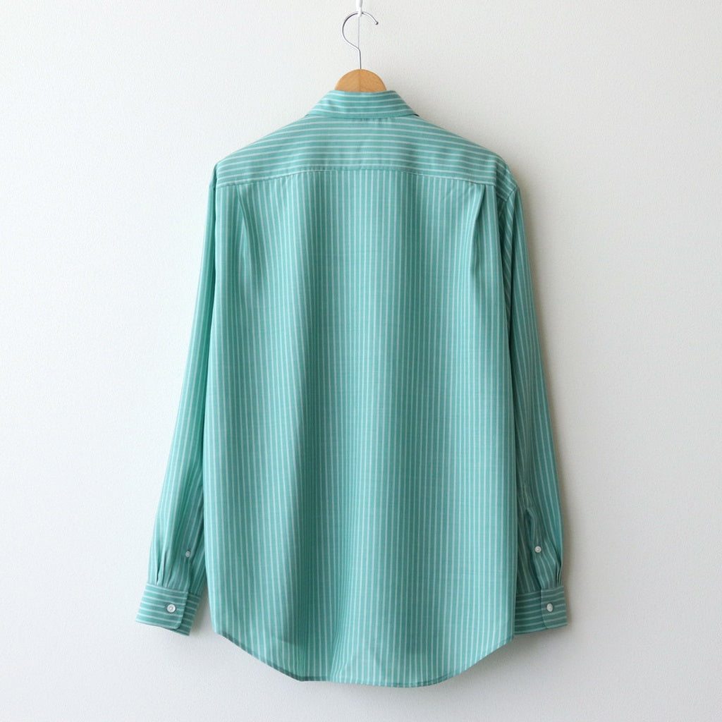 SUPER FINE WOOL STRIPE SHIRT #GREEN STRIPE [A25SS01WW]