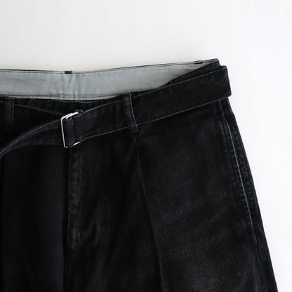 Selvage Denim Belted Pants #BLACK DARK FADE [GU251-40192DB]