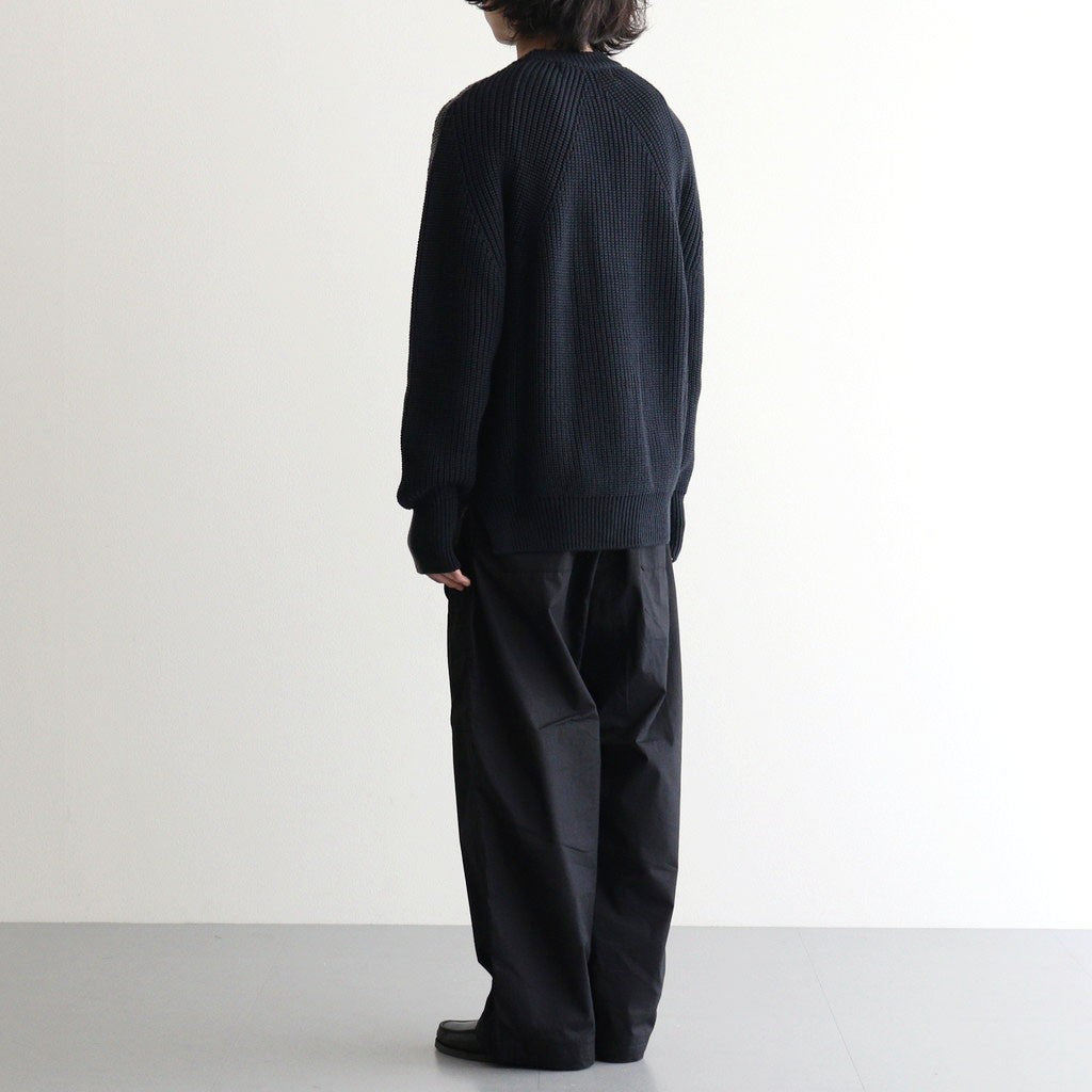 BATONER ウール梳毛片畔 ブリーチ加工 セーター #NAVY [HR-N001-051]