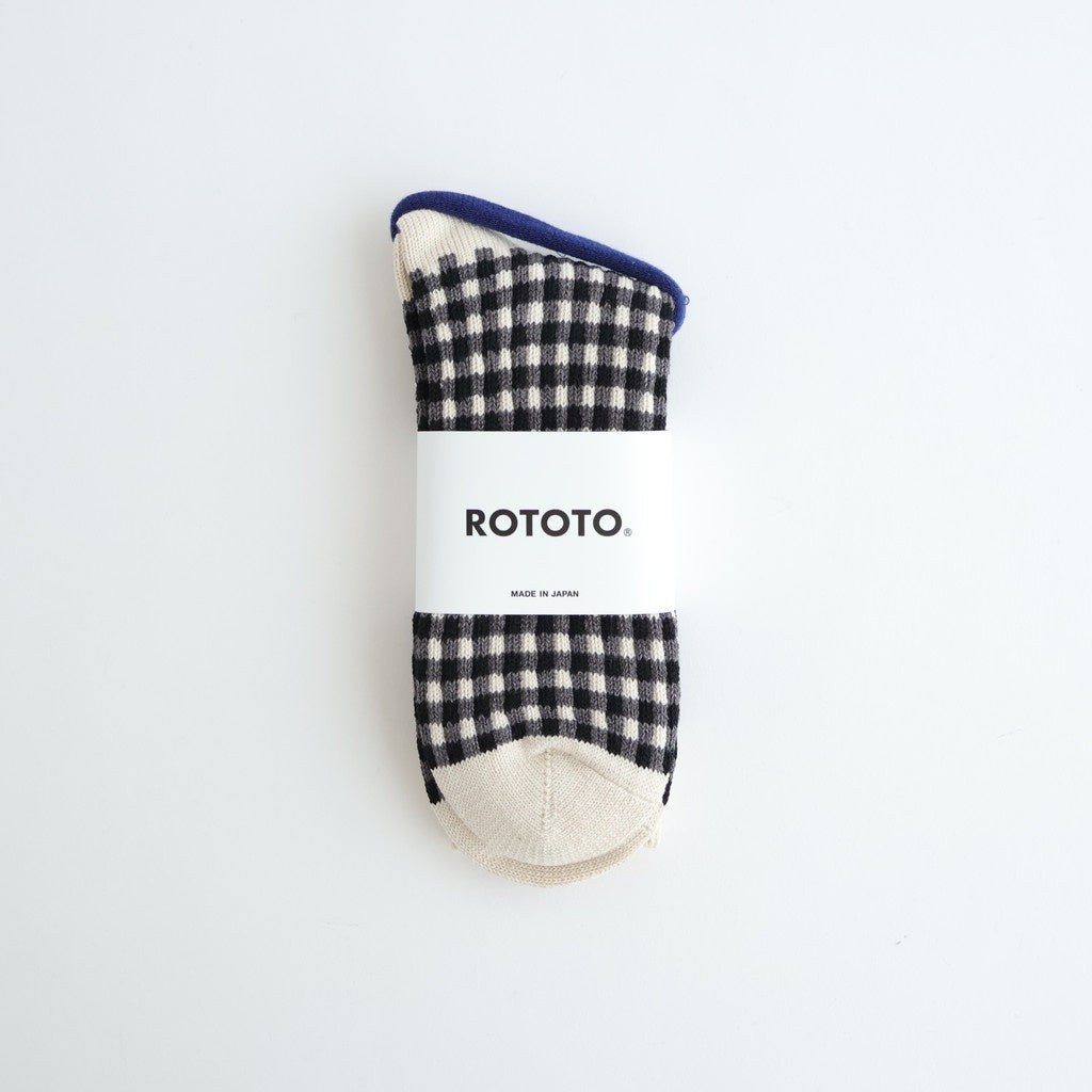 GINGHAM CHECK SOCKS #BLACK [R1506-SS26]