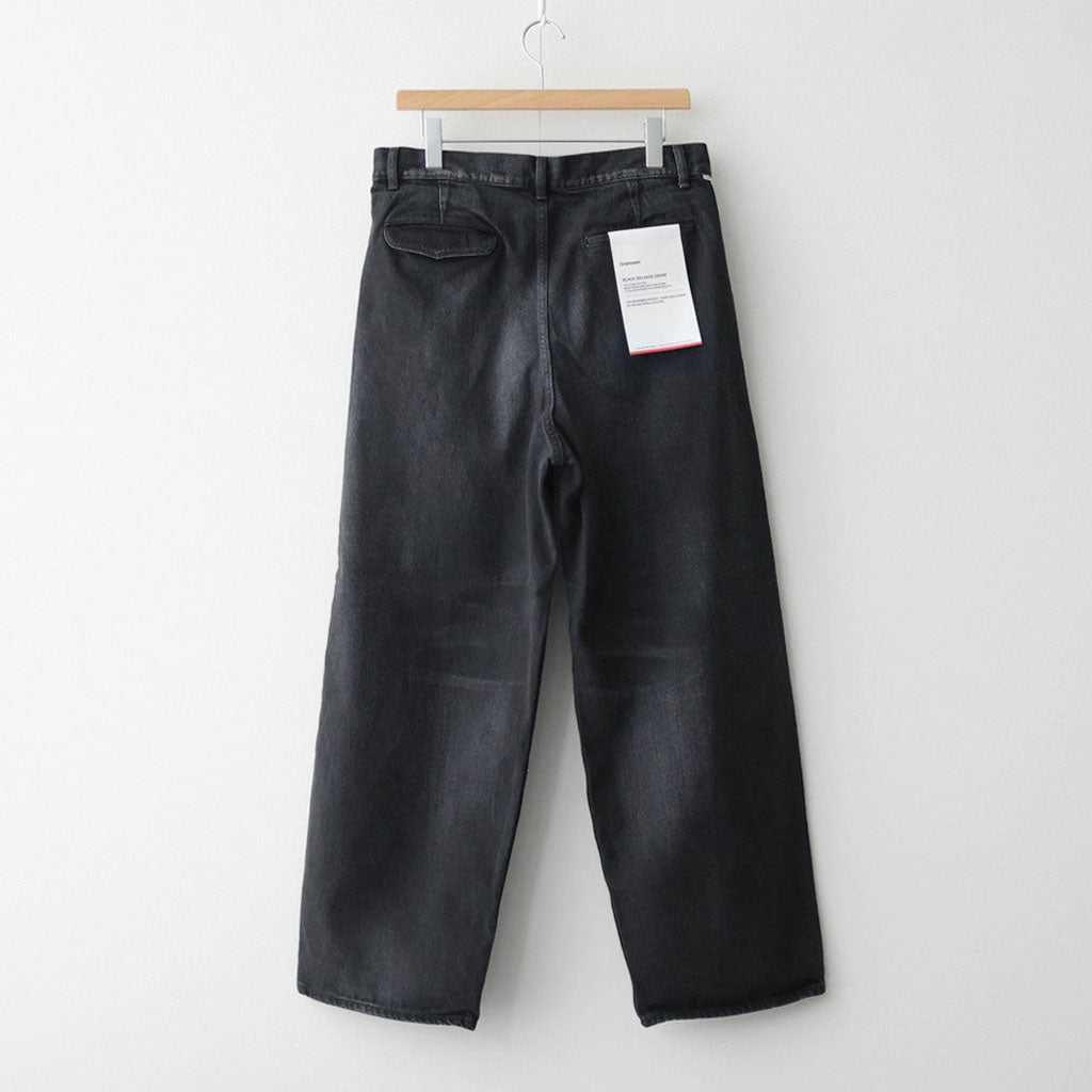 Selvage Denim Two Tuck Pants #BLACK_DARK FADE [GU261-40061DB]