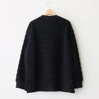 綿パイルジャカード格子柄トップス #BLACK [HO-T013-051]