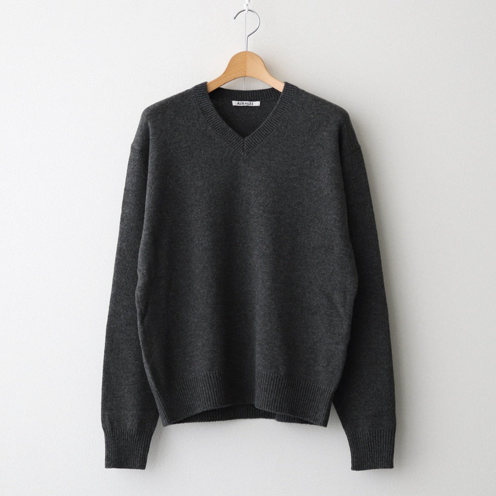 LIGHT CASHMERE KNIT V-NECK P/O #CHARCOAL [A25AV03CJ]