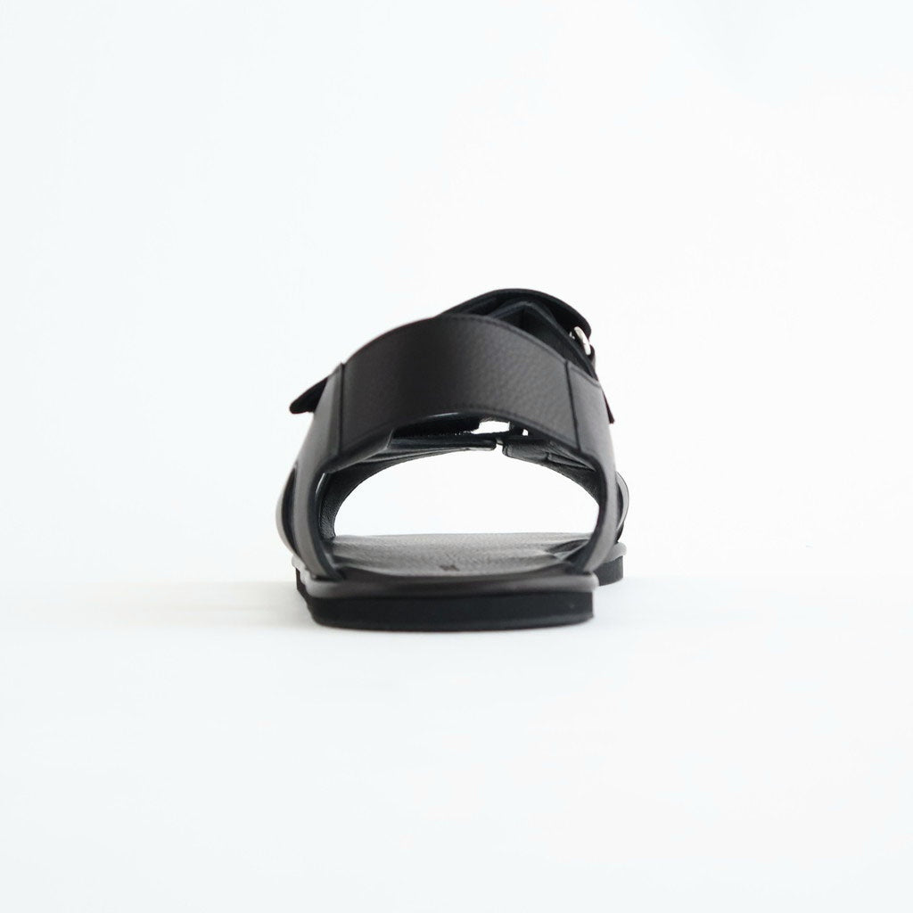 SOFT LEATHER DOUBLE STRAP SANDALS #BLACK [A26SS06QD]
