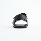 SOFT LEATHER DOUBLE STRAP SANDALS #BLACK [A26SS06QD]