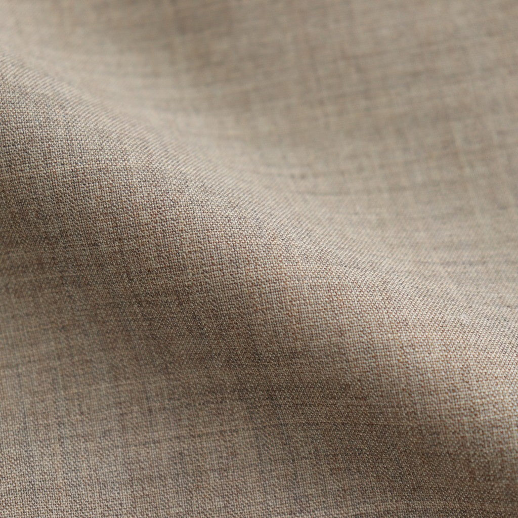 SUPER FINE TROPICAL WOOL OPEN COLLAR HALF SLEEVED SHIRT #TOP LIGHT BROWN [A25SS02WT]