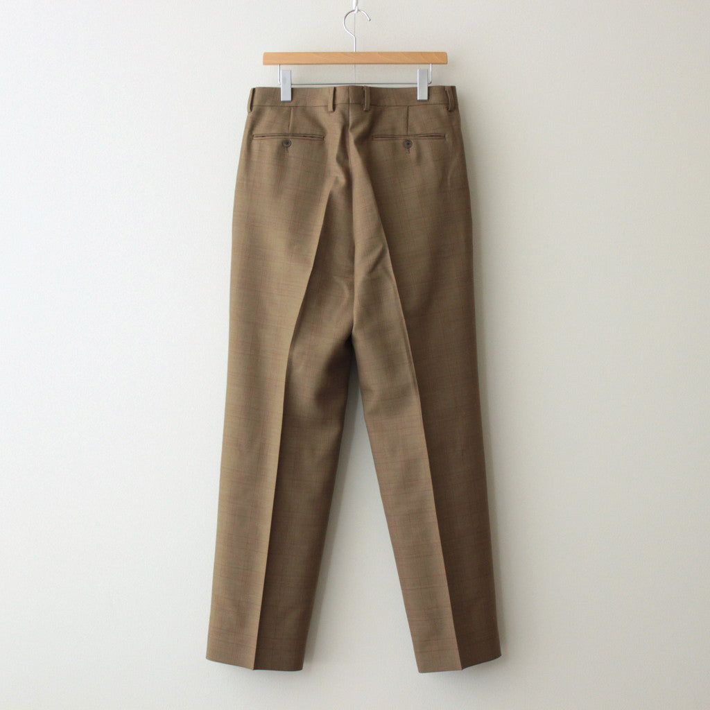 BLUEFACED WOOL TWO-TUCK SLACKS #BROWN CHECK [A25SP02BA]