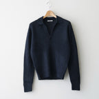 BABY SURI ALPACA SHEER KNIT SKIPPER POLO #NAVY [A26AP04AK]