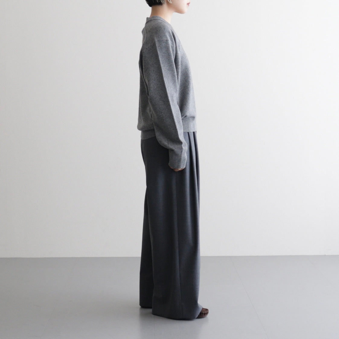 MERINO COLLEGE KNIT V-NECK SWEATER #GRAY(003) [KRAGGW0905]