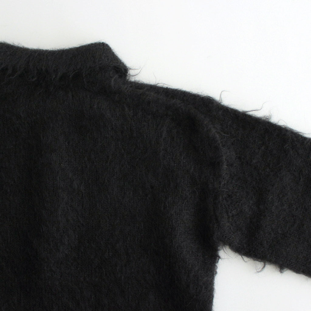 BRUSHED SUPER KID MOHAIR KNIT SHORT POLO #INK BLACK [A24AP04KM]