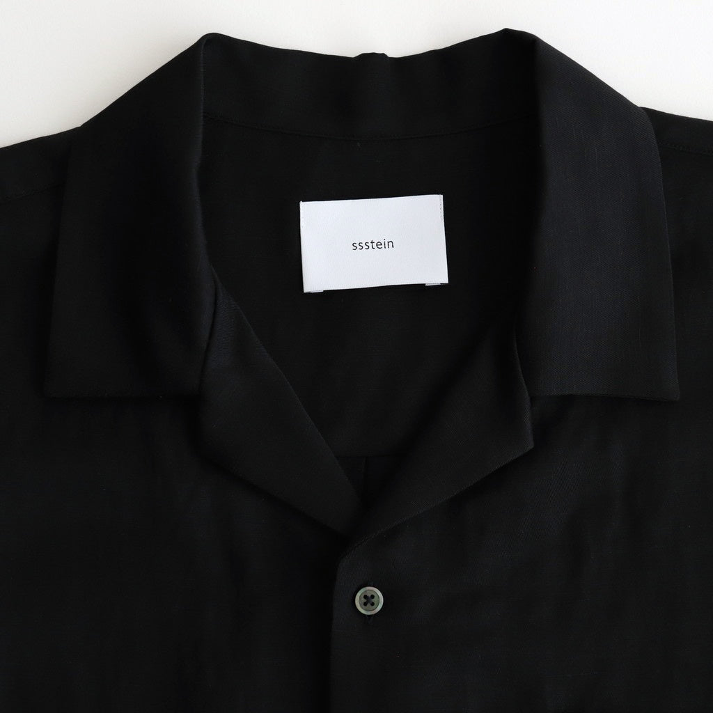 VIS/LI TWILL OVERSIZED OPEN COLLAR SS SHIRT #BLACK [ST.1154]