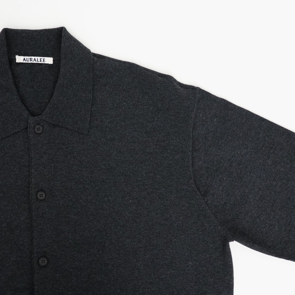 HIGH TWIST WOOL KNIT SHIRT CARDIGAN #CHARCOAL [A26AC01CK]