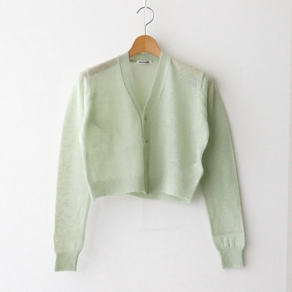 KID MOHAIR SHEER KNIT CARDIGAN #PALE GREEN [A25SC04FG]