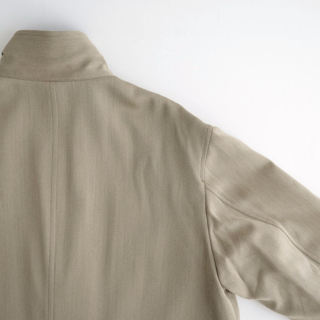 REVERSIBLE WOOL TWISTED TWILL / SHEEP LEATHER HALF COAT #KHAKI BEIGE CHAMBRAY × BLACK [A26AC01AN]