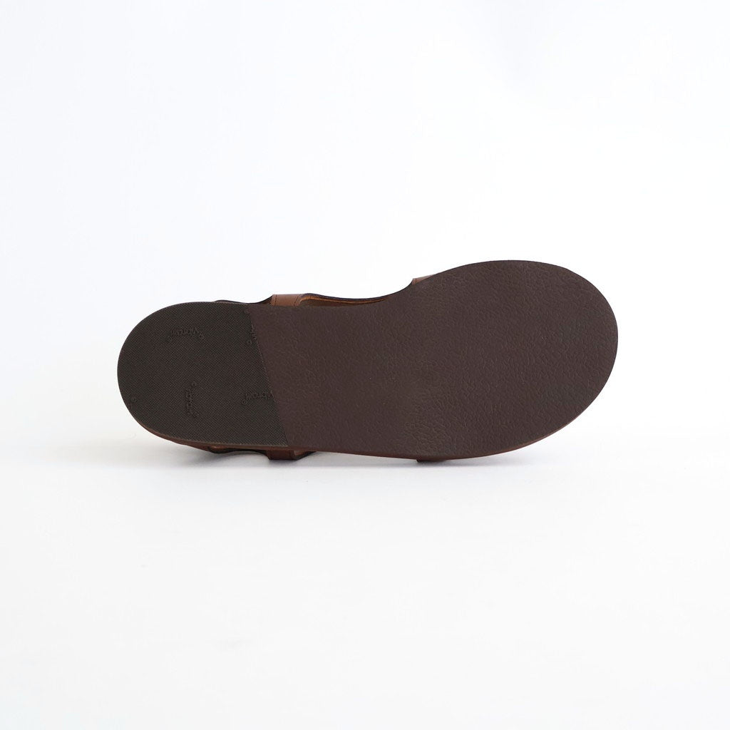 SOFT LEATHER DOUBLE STRAP SANDALS #BROWN [A26SS12QD]