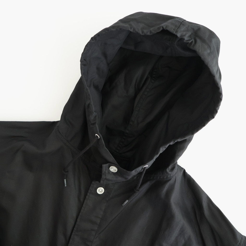 綿麻ツイル 製品洗い モッズコート #BLACK [HQ-C002-051]